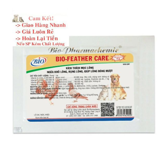 BI-O FEATHER CARE giúp mọc lông bóng mượt - 5g/gói