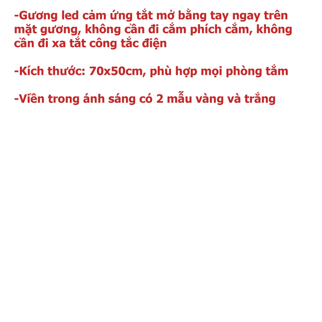 [ GIÁ SỈ] Gương Led CẢM ỨNG TẮT MỞ gương led nhà tắm thông minh ZC1 kích thước 50x70cm