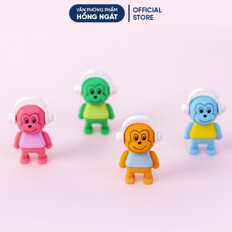 Tẩy bút chì khỉ nghe nhạc, đồ dùng học tập dễ thương gôm tẩy cute giá rẻ làm quà tặng học sinh văn phòng phẩm T41