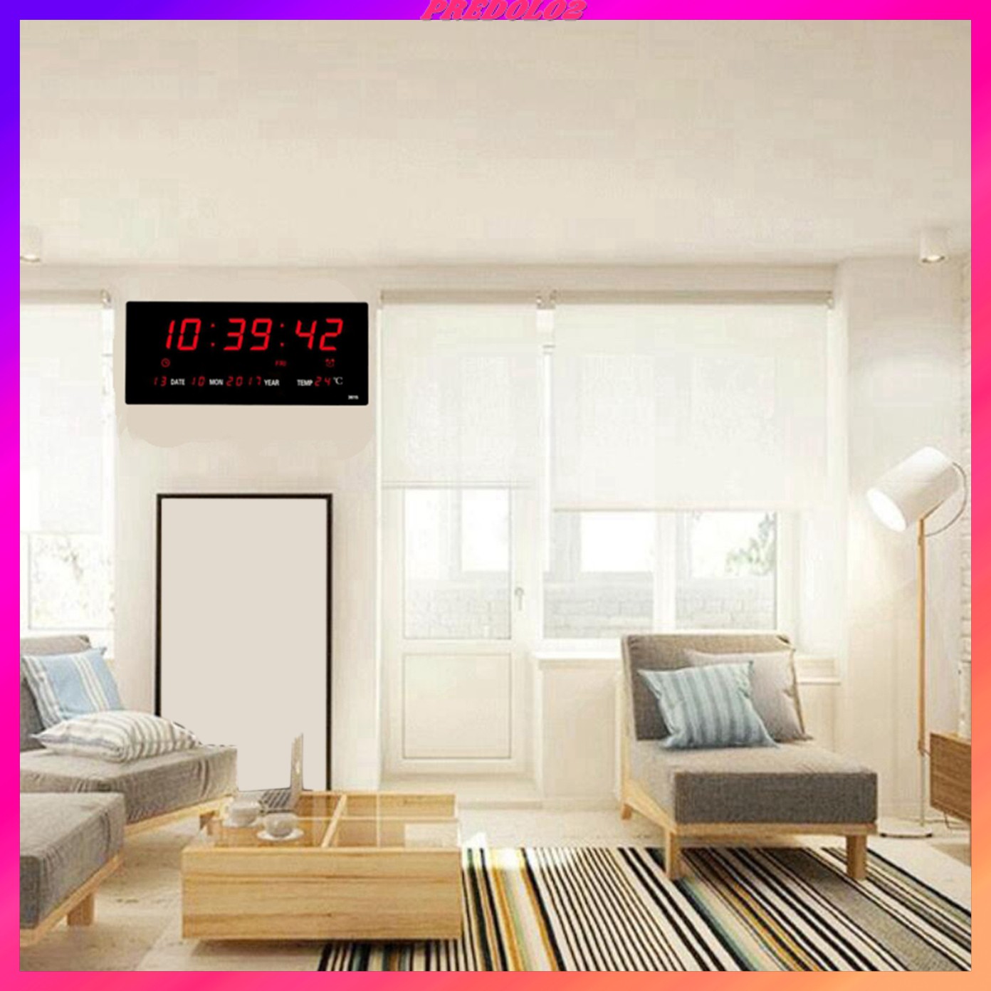 igital LE Wall Alarm Clock isplay Calendar Temperature 12/24H Calendar