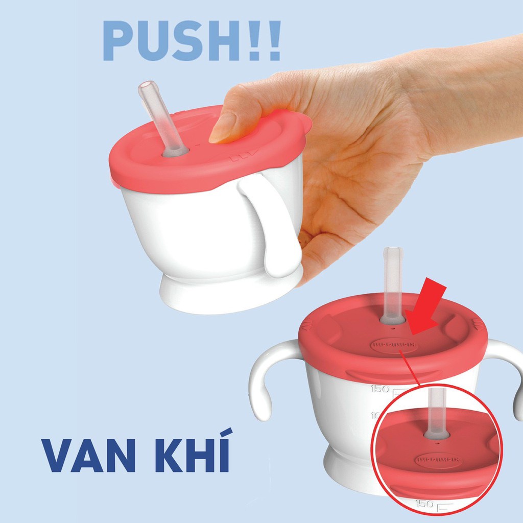 Cốc tập uống nước cho bé HNFamily - Ly tập uống nước 3 giai đoạn Kichilachi 150ml cute có ống hút, nắp nhựa an toàn