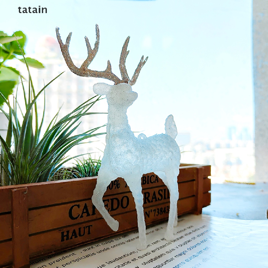 [TAT] Crystal Deer Christmas Forest Elk White Flash Gold Dessert Table Decor for Home CVX