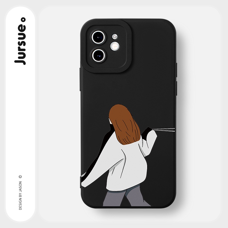 Ốp lưng JURSUE hoạt hình cặp đôi dễ thương đẹp cho iPhone 13 12 11 Pro Max SE 2020 X XR XS 8 7 ip 6S 6 Plus Y1861