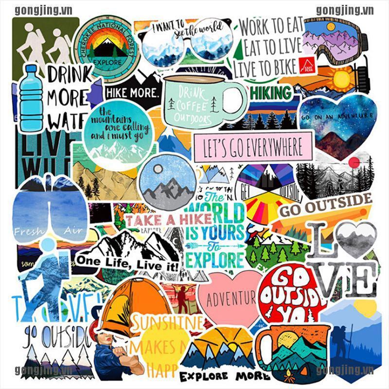 GJ 50Pcs Interesting Outdoor Adventure Sticker Suitcase Laptop Guitar Bicycle Decal VN