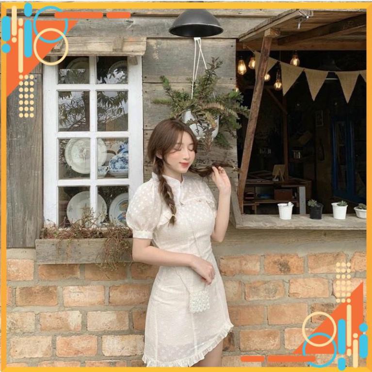 SET ĐẦM TRẮNG 2S VOAN HOA + KHOÁC CROP CỔ TÀU 🏮