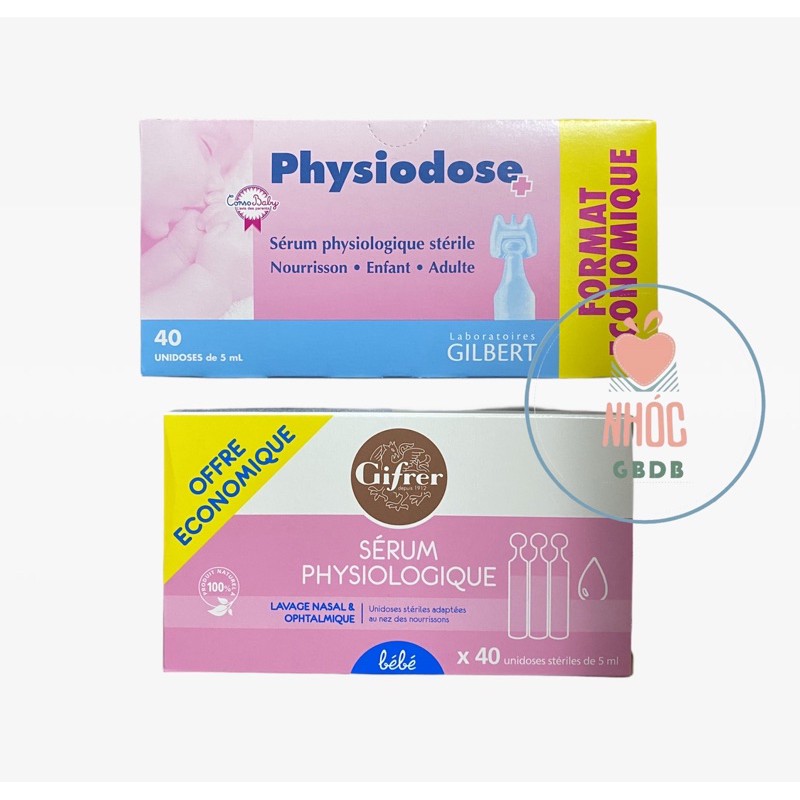 HSD 2023] Nước muối sinh lý tép hồng Physiologique Pháp (bán theo hộp 40 ống)