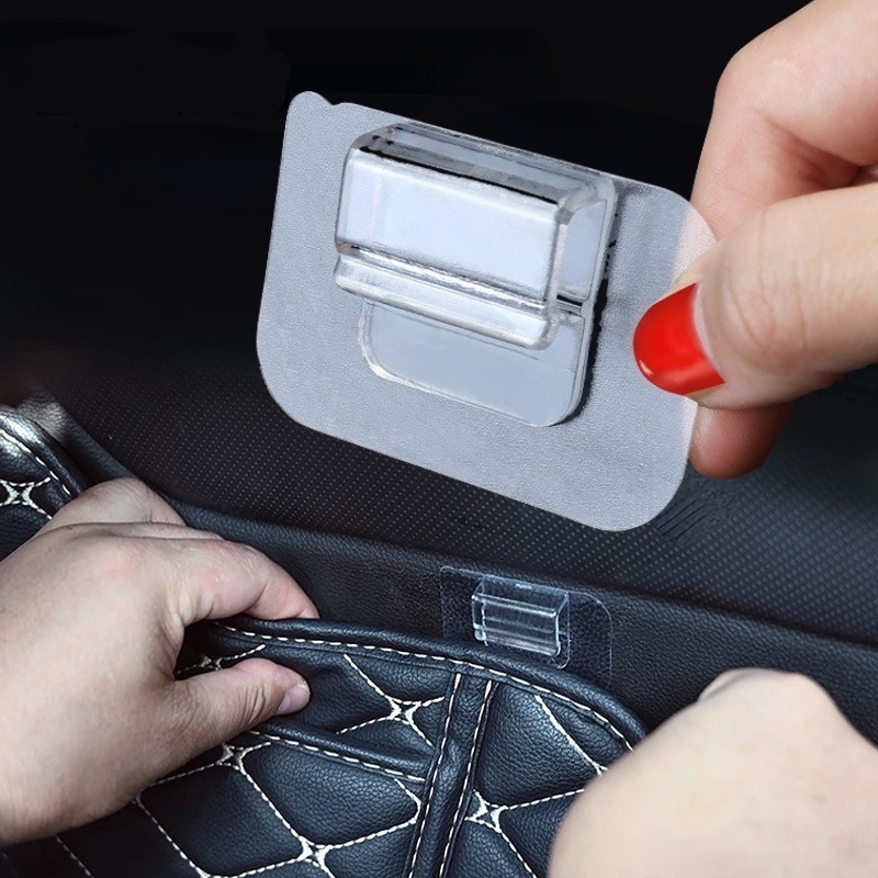 Set 5 Kẹp Cố Định Thảm Lót Sàn Xe Hơi Chống Trượt Bằng Nhựa Trong Suốt
