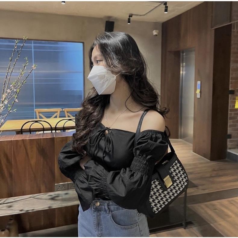 ÁO CROPTOP TRỄ VAI ĐỆM NGỰC NƠ CỔ SIÊU XINH