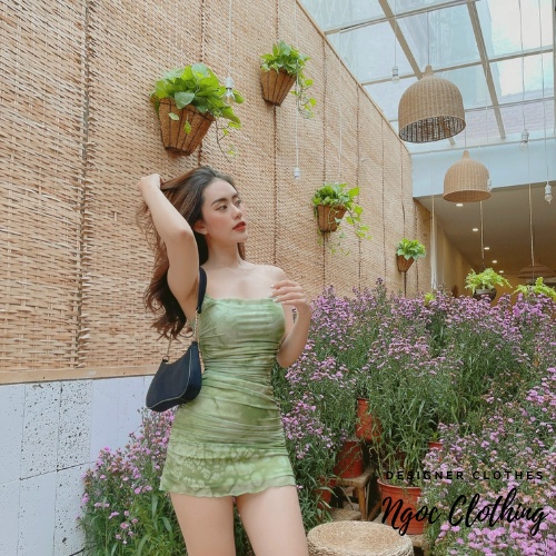 Váy 2 dây body đuôi cá NGOCCLOTHING nữ  Đầm 2s ôm dáng ngắn quyến rũ màu loang siêu xinh HOT