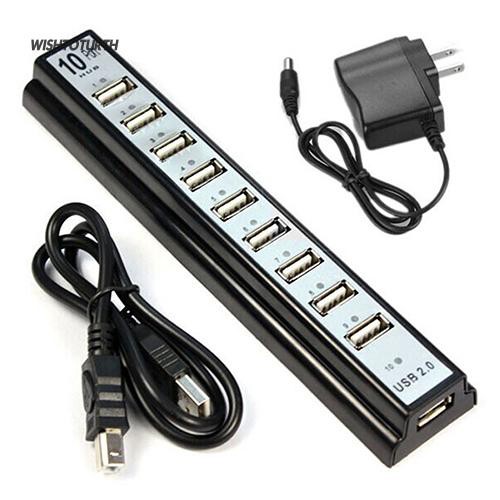 ☼Bộ Hub Gồm 10 Cổng USB 2.0 Kèm Phụ Kiện Dành Cho Máy Tính