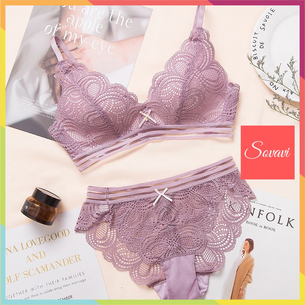 Bộ lót ren không gọng cao cấp bralette tôn dáng AL034 mút mỏng