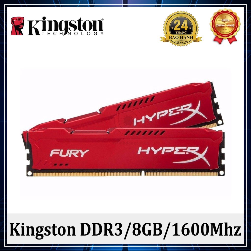 Ram PC - Ram máy tính bàn Kingston 8GB (1x8GB) DDR4 Bus 1600Mhz - Mới Bảo hành 36 tháng
