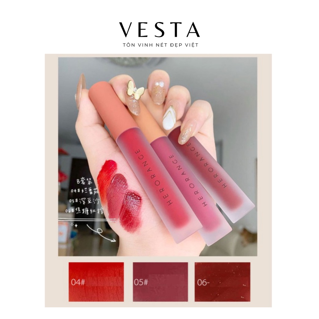 Son Kem Lì Herorange Set 3 Cây Fluffy Lip Glaze