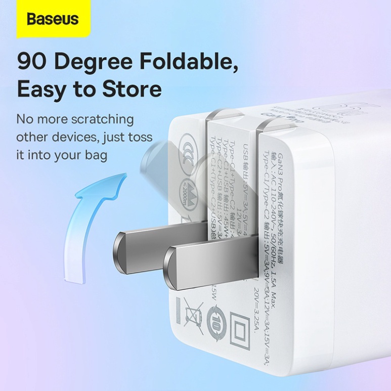 Bộ Sạc Nhanh Baseus GaN 3 Pro 65W Quick Charge 4.0 3.0 Cho Laptop Điện Thoại