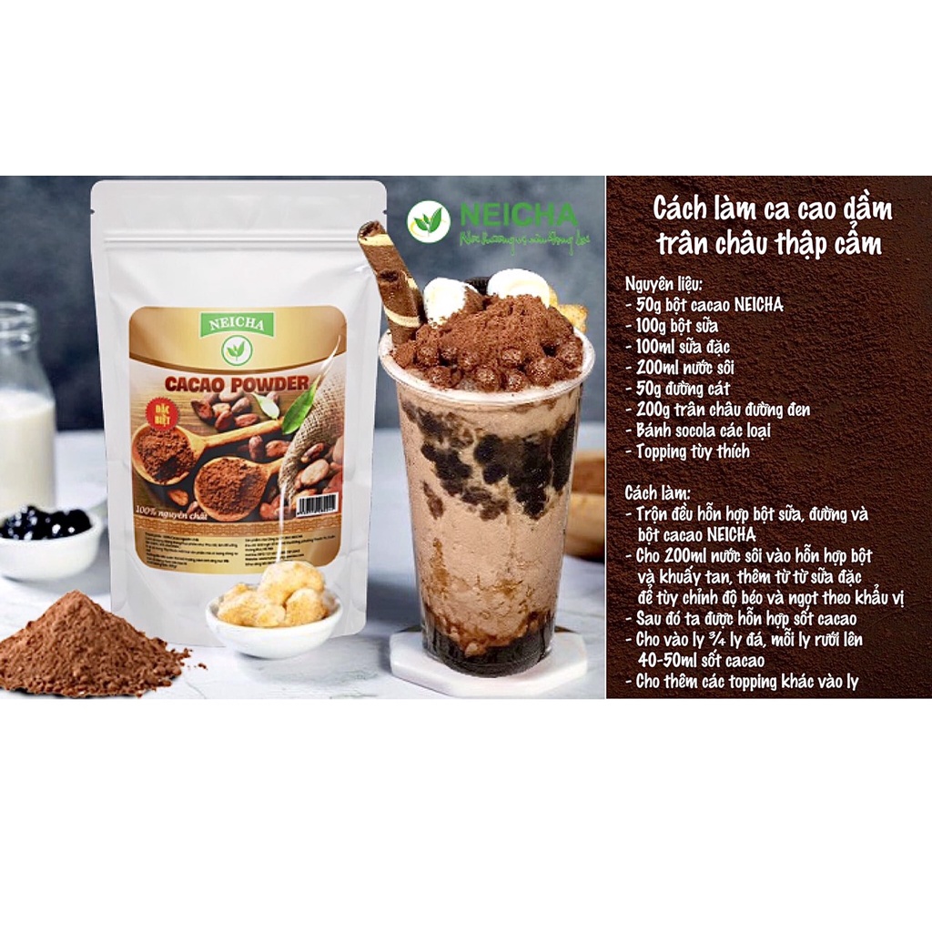 Bột Cacao Powder Neicha 500gr/ NGUYÊN LIỆU PHA CHẾ ĐỒ UỐNG, LÀM BÁNH, LÀM KEM thơm ngon hoàn hảo.