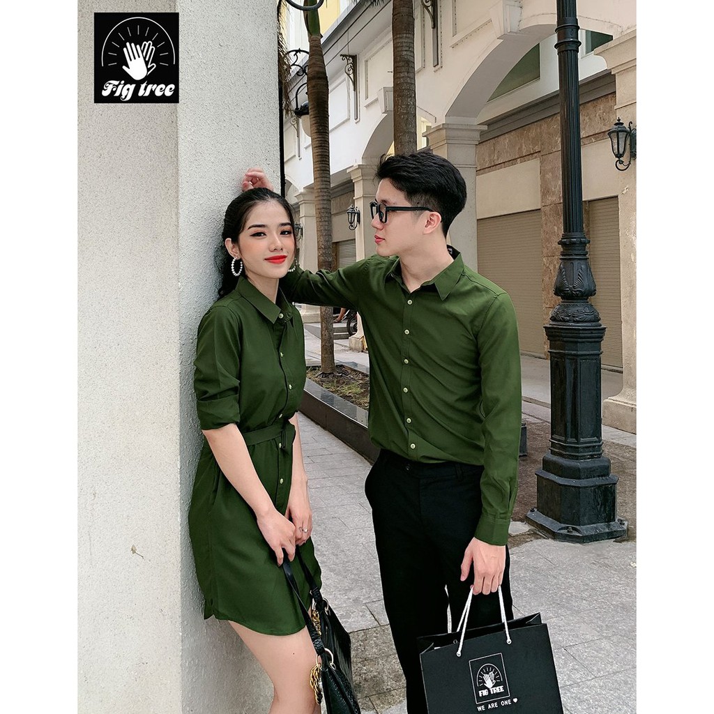 Set Đồ Đôi Fig Tree Màu Xanh Olive Cực Hot