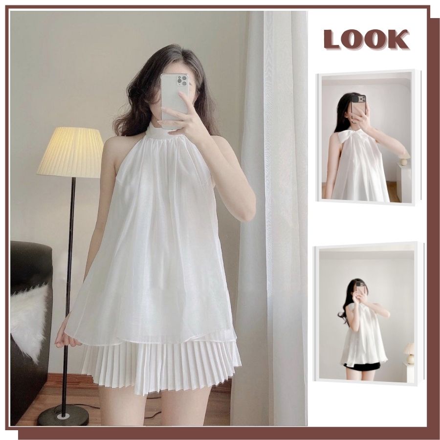 [Ảnh thật] Áo yếm Dream Top A07 vải tơ màu trắng mềm mại, áo kiểu nữ 2 lớp dày dặn, chất lượng cao.