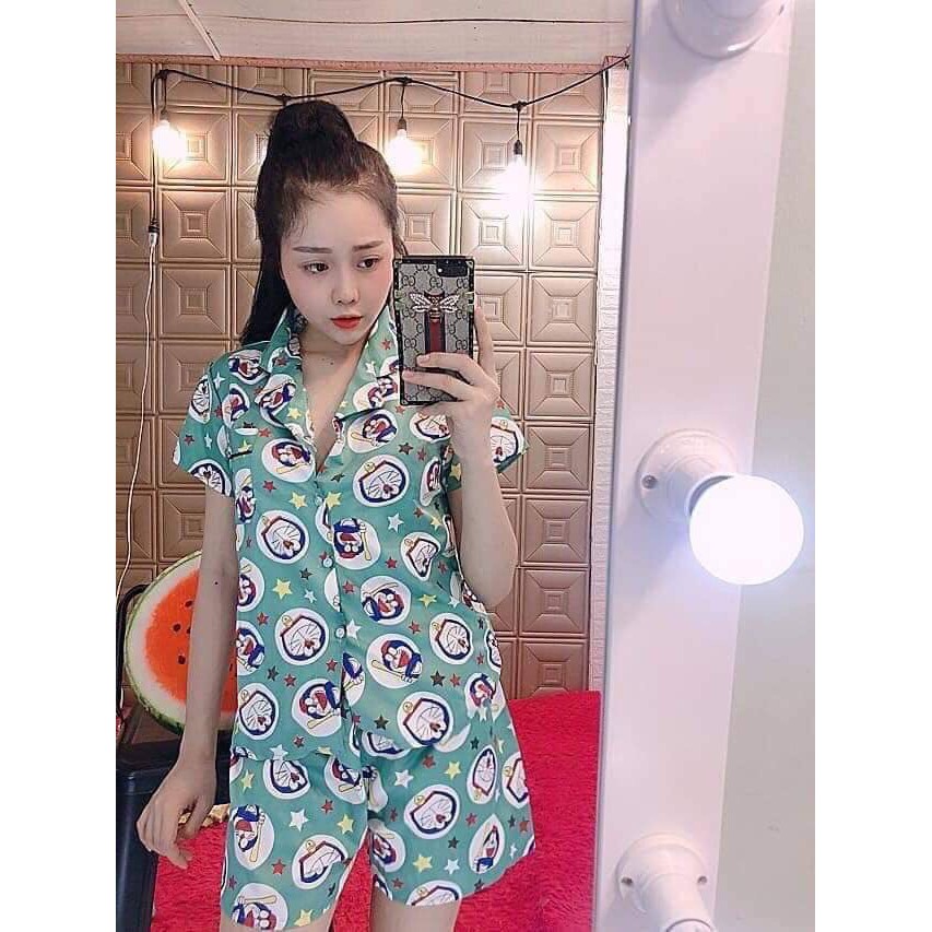 Bộ pijama kate cộc tay chất thái ( ảnh thật + sll )