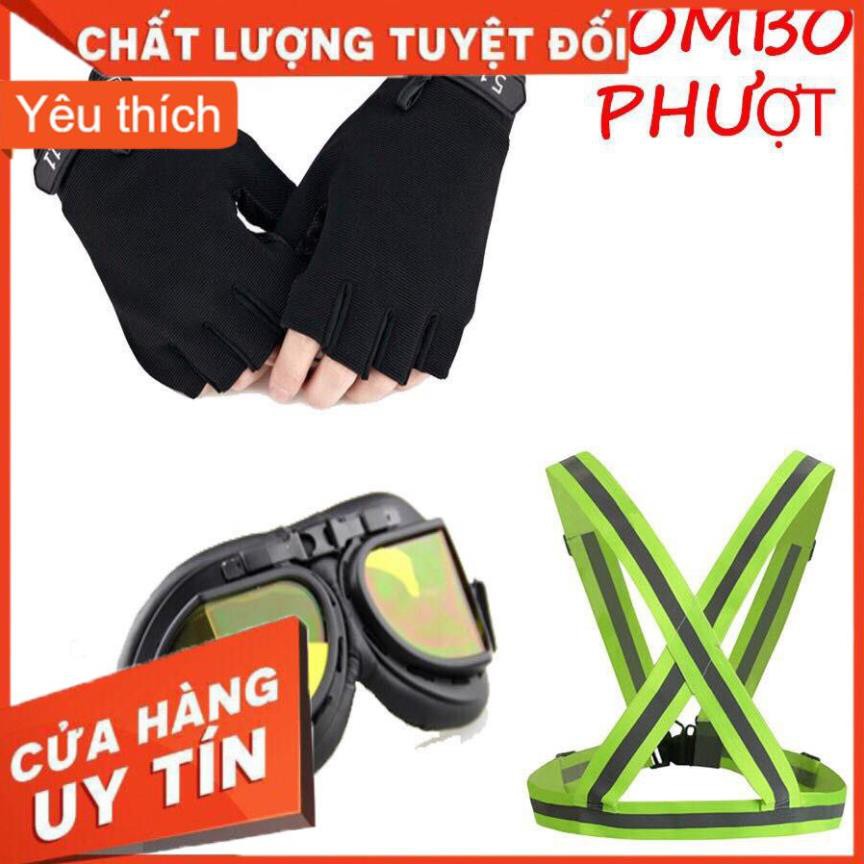 🏍 COMBO PHƯỢT 11 ( GĂNG 5.11 NGẮN NGÓN + KÍNH PHI CÔNG + PHẢN QUANG THUN