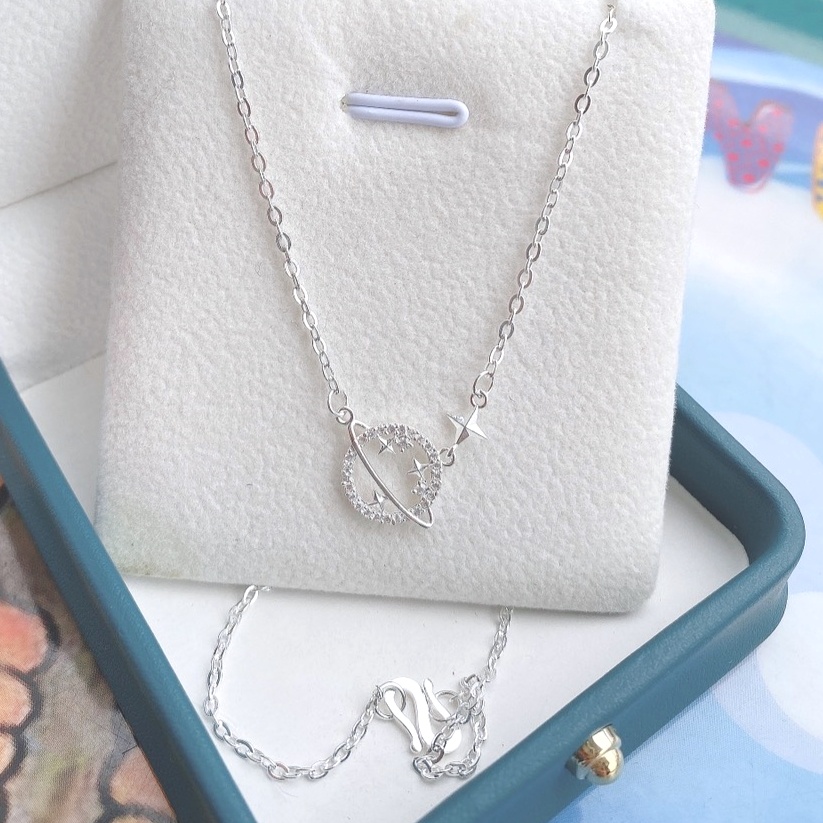 Dây chuyền Bạc nữ Evasilver mặt hình địa cầu đính đá, vòng cổ chất liệu bạc ta thiết kế tinh xảo