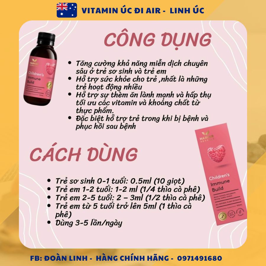 Siro thảo dược Harker Herbals NewZealand các loại cho bé, Date xa, Hàng chuẩn đi air
