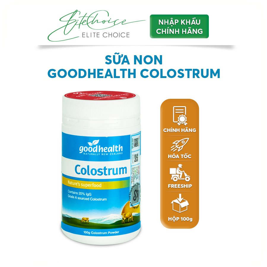 Sữa non Goodhealth Colostrum hộp 100g (20000mg kháng thể igG/100g) - Tăng cường sức đề kháng [Nhập khẩu chính hãng]