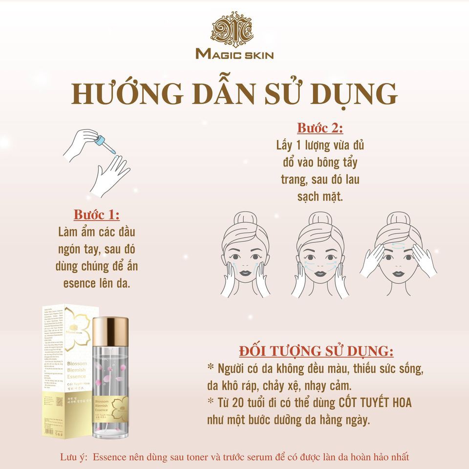TONER CỐT TUYẾT HOA Blossom Blemish Essence Da TRẮNG HỒNG Magic Skin
