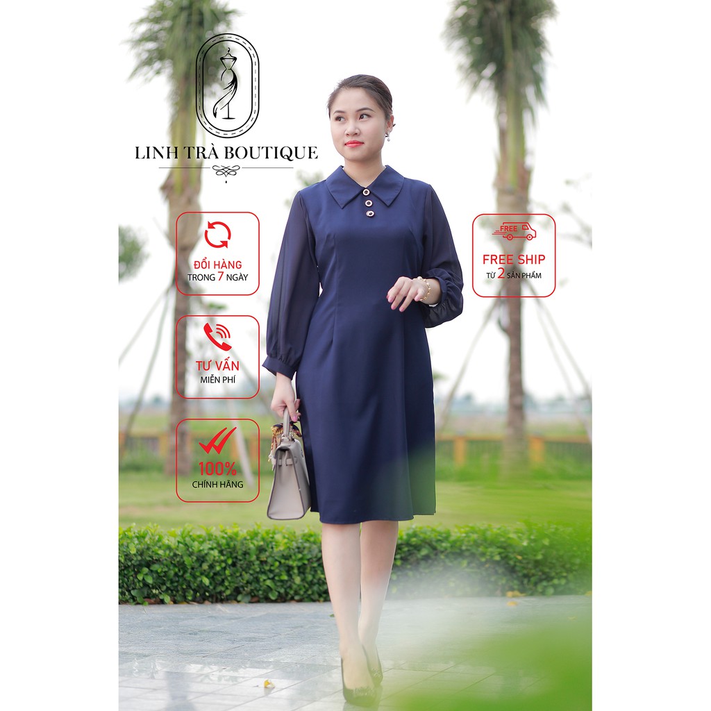 Đầm công sở Linh Trà Boutique dáng suông  vải cotton lạnh cao cấp - mã TM99