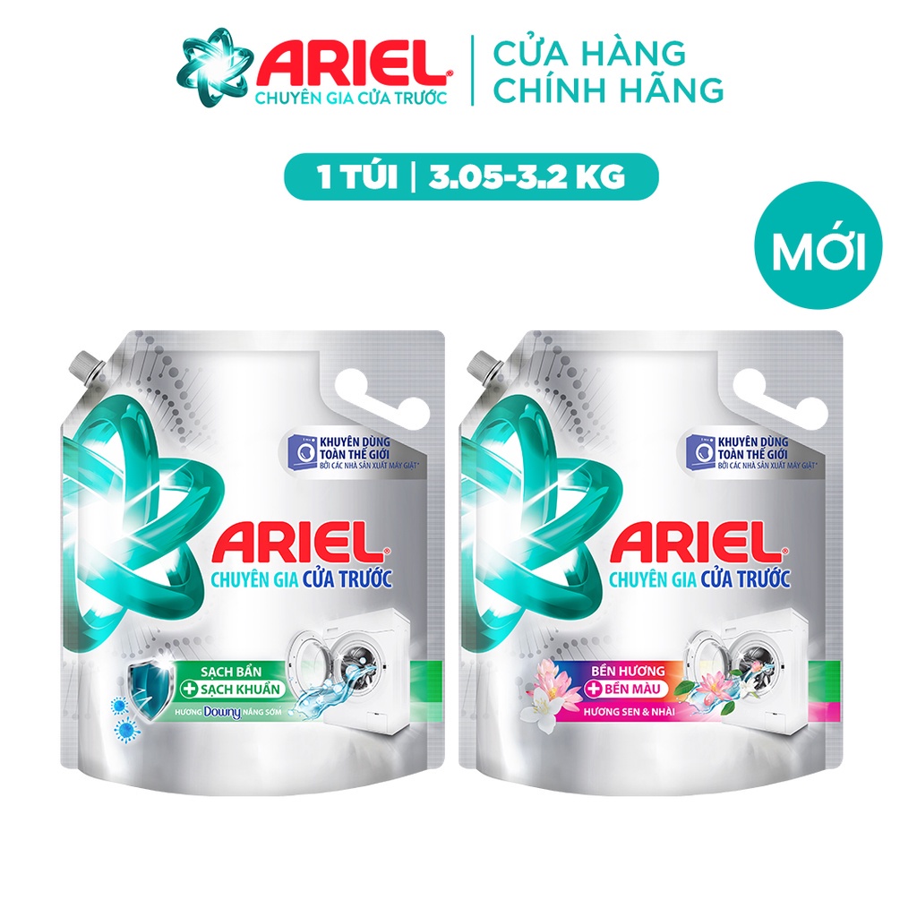 Nước Giặt Ariel Cửa Trước Nhiều Mùi Hương - Túi 3.25Kg/3.05Kg