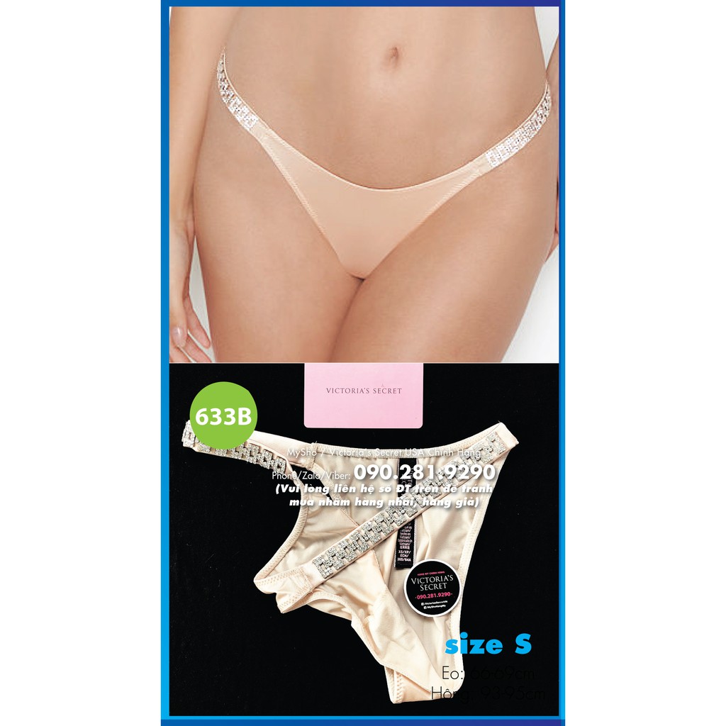 (Quần lót S) - Quần lót nude da, đính đá cao cấp, kiểu mới (633), mông 93-95cm - Victoria's Secret USA