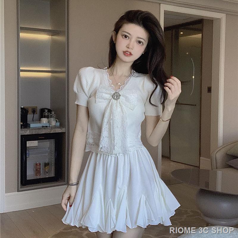 Áo Croptop Ngắn Tay Phối Nơ Đáng Yêu Cho Nữ | BigBuy360 - bigbuy360.vn