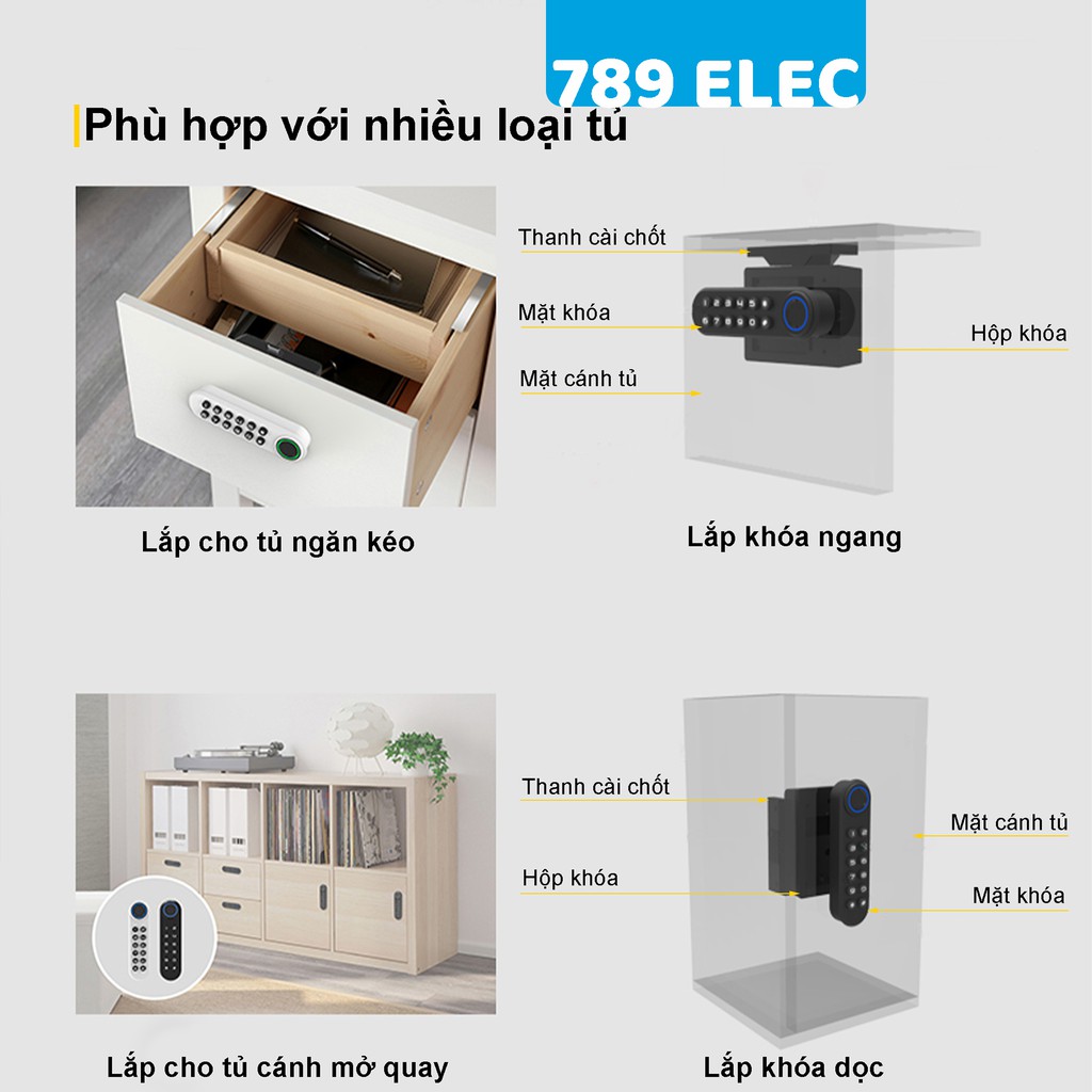 🎁Tặng pin🎁 Khóa vân tay tủ nội thất thông minh F020