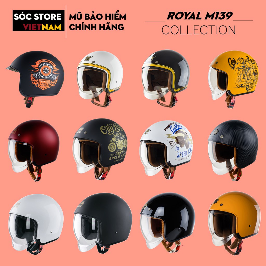 Mũ bảo hiểm 3 phần 4 Royal M139 kính âm chính hãng, nón bảo hiểm 3 phần 4 Sóc Store