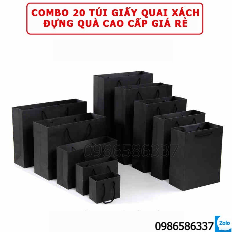 Túi giấy xách quai size nhỏ bao bìa giấy đựng quà bag giấy kraft có quai cỡ bé, set 20 tui đựng quà iZamo