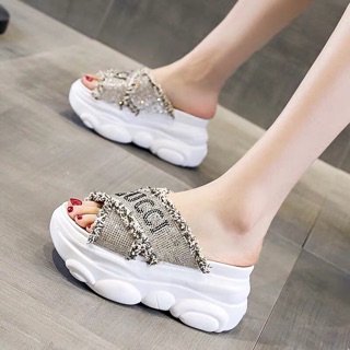 Sandal đế bự đính đá ORDER ( kèm video + ảnh thật )