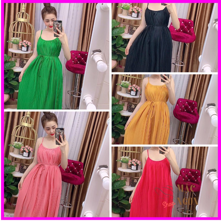 ĐẦM 2 DÂY DẬP LY DỄ THƯƠNG - VÀI THUN MÁT ĐI BIỂN HOẶC MẶC NHÀ - FREESIZE DƯỚI 60KG (tặng dây cột tóc) | BigBuy360 - bigbuy360.vn