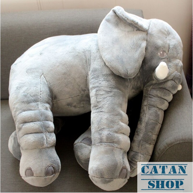 Gối mền voi size đại 60x50cm, bộ chăn gối văn phòng 3 trong 1 , nỉ nhung siêu mịn, Gấu bông kèm mền voi con size lớn