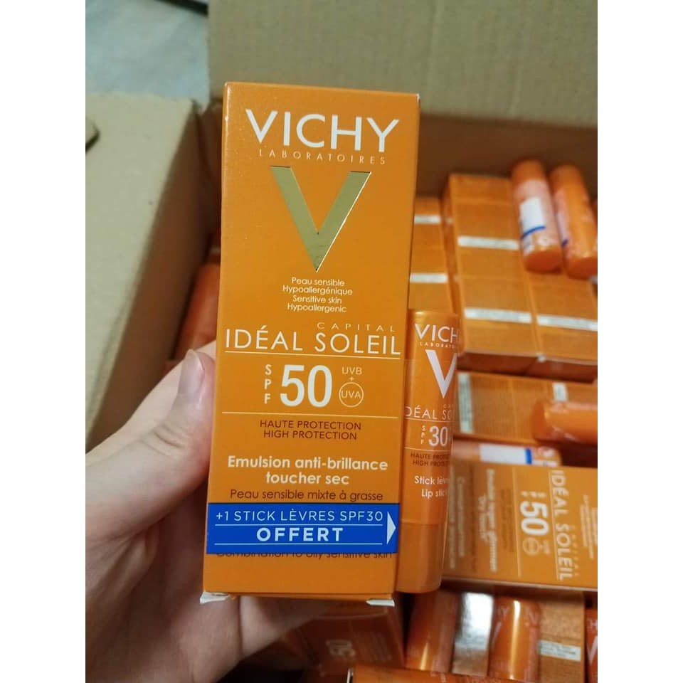 Kem Chống Nắng Vichy Ideal Soleil Bảo Vệ Da Mặt, Không Gây Nhờn Rít SPF50, PA+++ 50ml