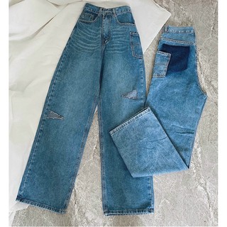 Quần jean ống rộng HANOIJEAN - Quần jean nữ cạp cao quần bò cao cấp VNXK013