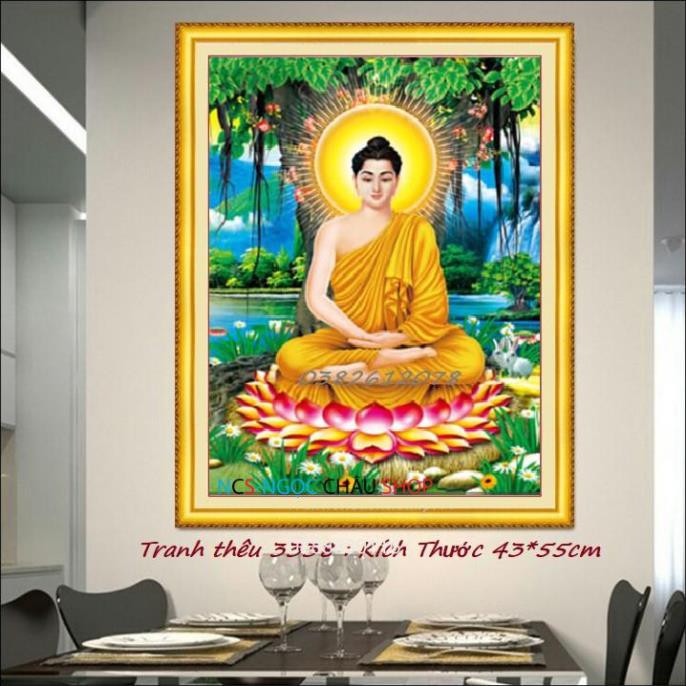 Tranh Thêu Chữ Thập Phật Thích Ca Mâu Ni- Tranh Thêu 3D NCS-NGỌC CHÂU SHOP