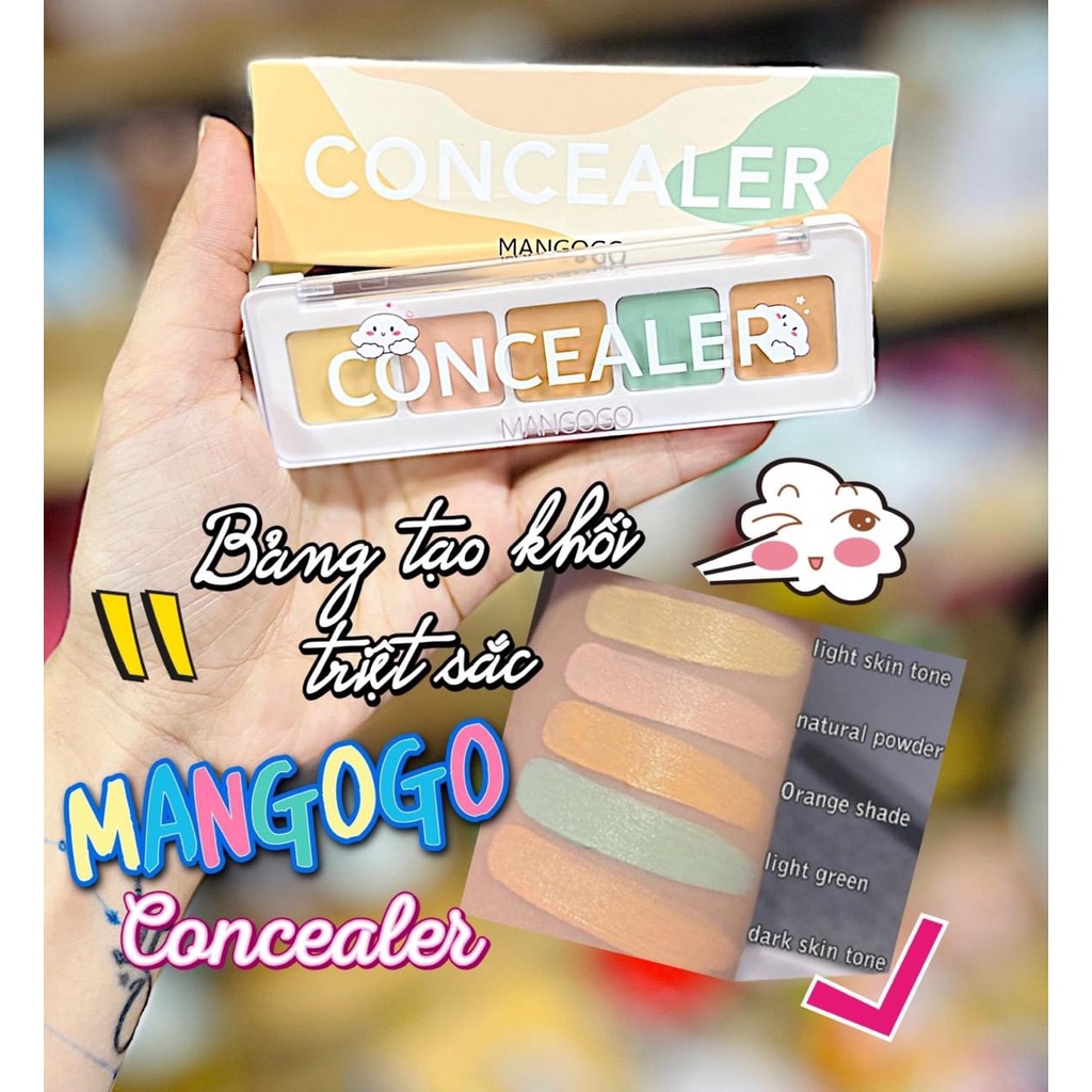 Bảng Triệt Sắc 5 Ô MANGOGO Concealer