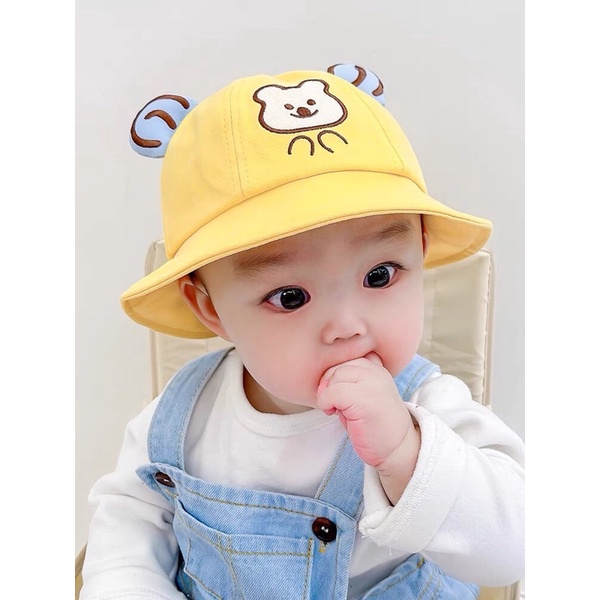 Mũ nón vành tai gấu cho bé 6-24 tháng có quai cực xinh