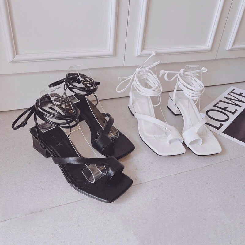 SANDAL XỎ NGÓN QUẤN DÂY (TRẮNG - ĐEN)