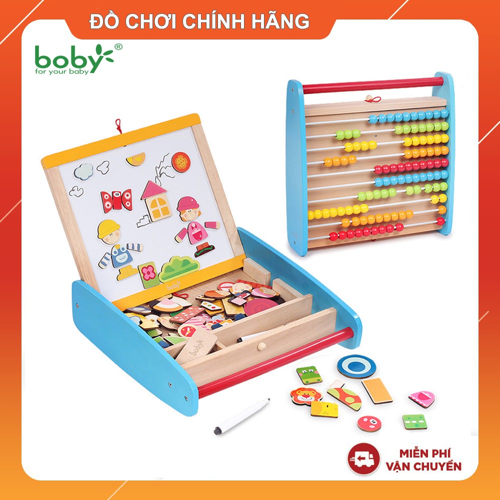 [KÈM QUÀ] Đồ chơi gỗ cho bé Hộp Soroban, kèm bảng vẽ, ghép hình