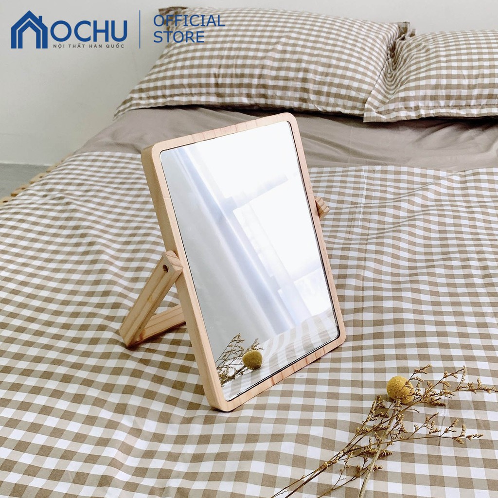 Gương Để Bàn Phấn Soi Trang Điểm OCHU Khung Gỗ Thông Mini Mirror Nội Thất Decor Phòng