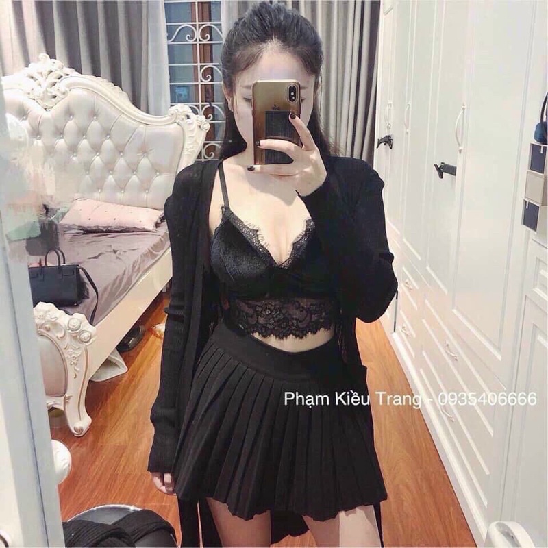 Áo Bra Nhung Cao cấp phối ren Loại 1 có đệm - CH390339