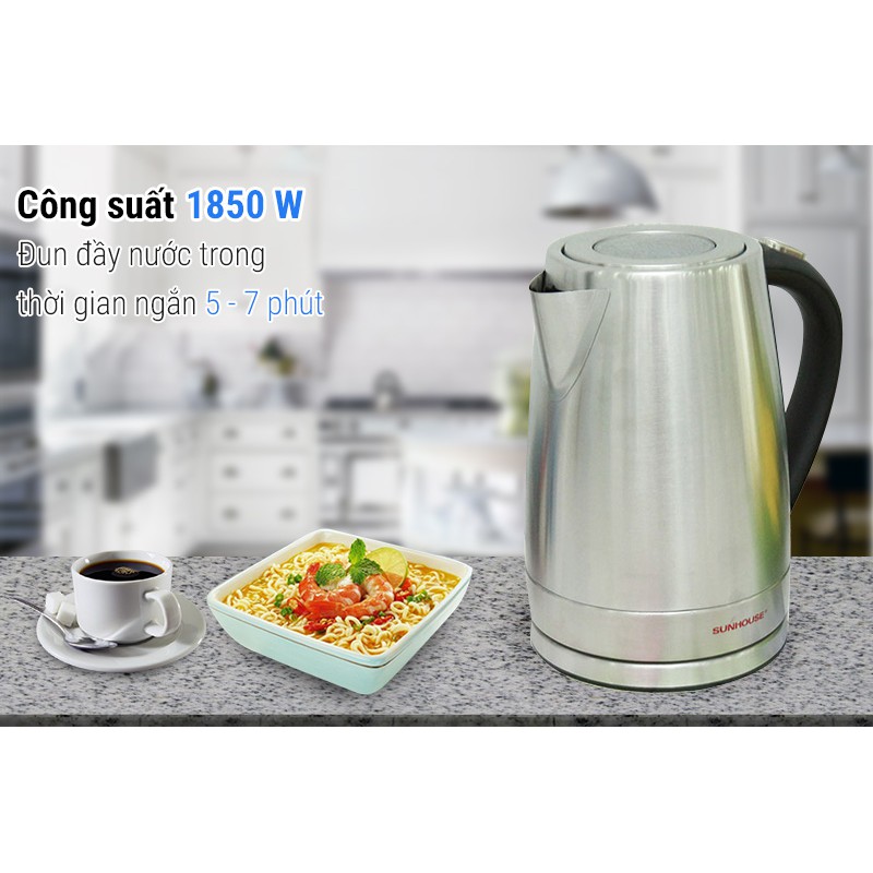 Bình siêu tốc inox cao cấp Sunhouse SHD-1375 1.7 lít (Mới 100% - Bảo hành 12 tháng chính hãng)