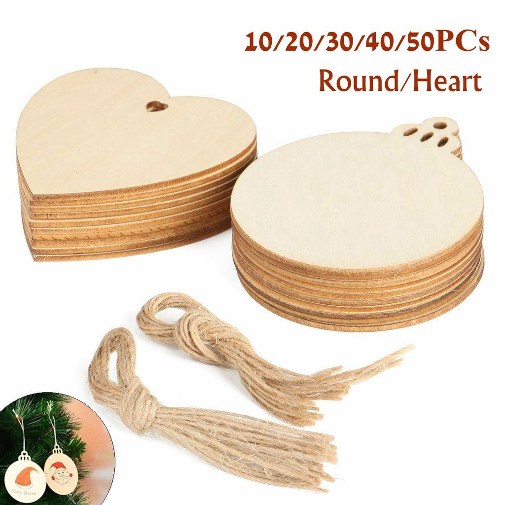 FAY Đĩa Gỗ Hình Tròn Họa Tiết Trái Tim Trang Trí Năm Mới DIY