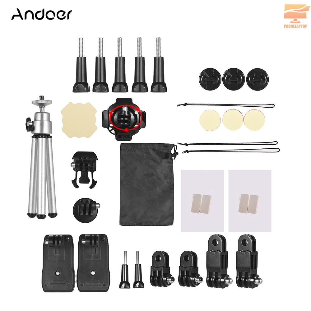 Andoer 32-In-1 Basic Common Action Camera Accessories Kit for GoPro hero 7/6/5/4 SJCAM /YI Outdoor Sports Camera Accessories Set