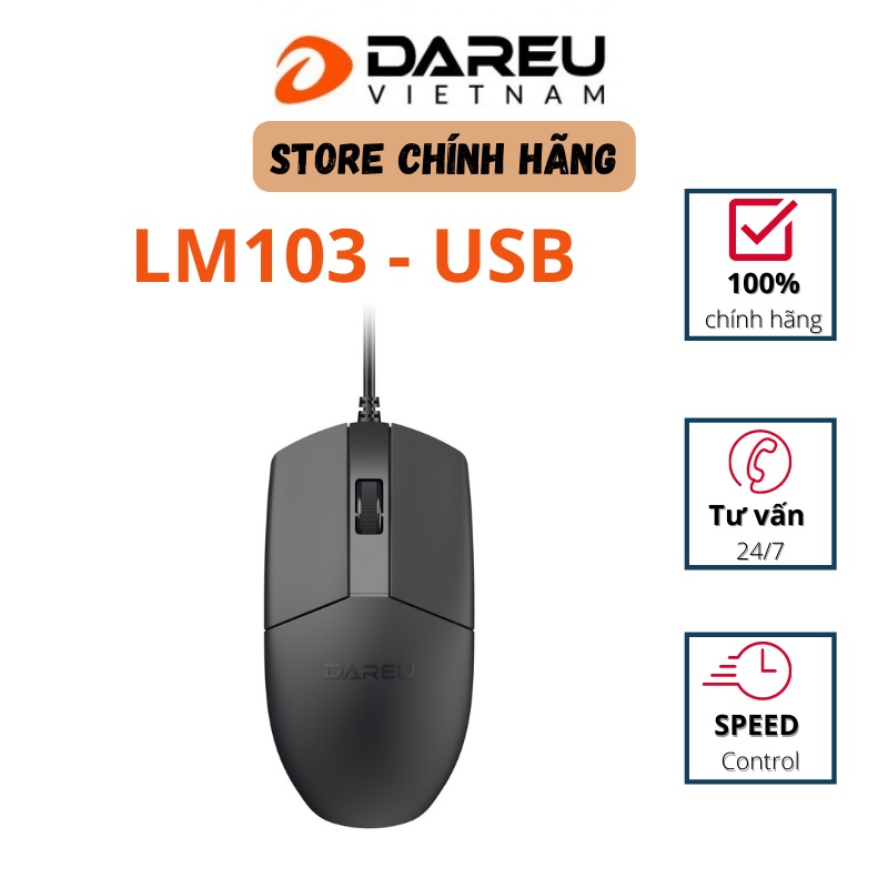 Chuột DAREU LM103 có dây (USB) - Sản phẩm lý tưởng cho văn phòng